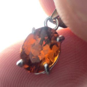 Spessartite Garnet 1.20ct White Gold Finish Solid 925 Sterling Silver Pendant